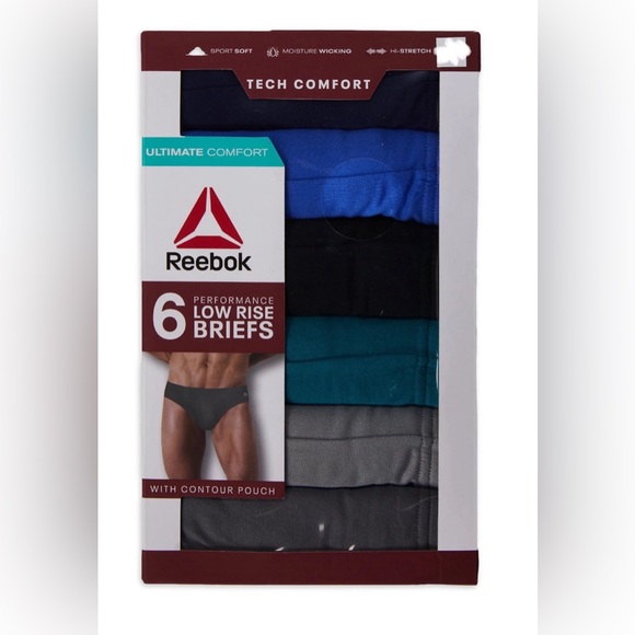 Reebok Men’s Tech Comfort Performance Low Rise Briefs Underwear, 6-Pack NIB - Picture 1 of 3